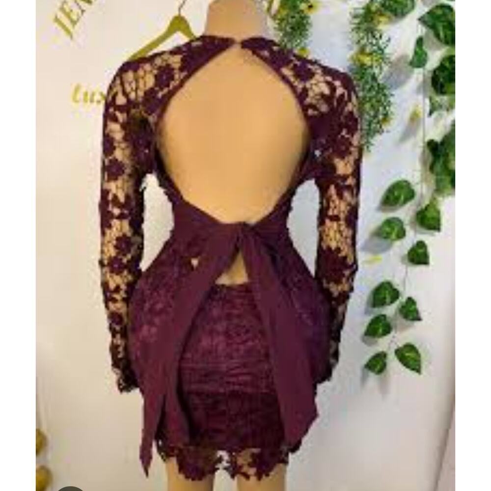 Nwt Boohoo burgundy lace dress sz8 - Picture 6 of 6